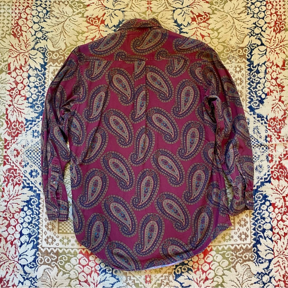 Vintage Chaps Ralph Lauren Frontier Shirt Button Down Long Sleeve Paisley M - Picture 5 of 7